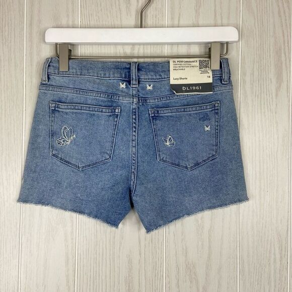 DL1961 Girls Shorts Jean Denim Lucy Embroidered Butterfly Size 16 Stretch NWT - Picture 5 of 7